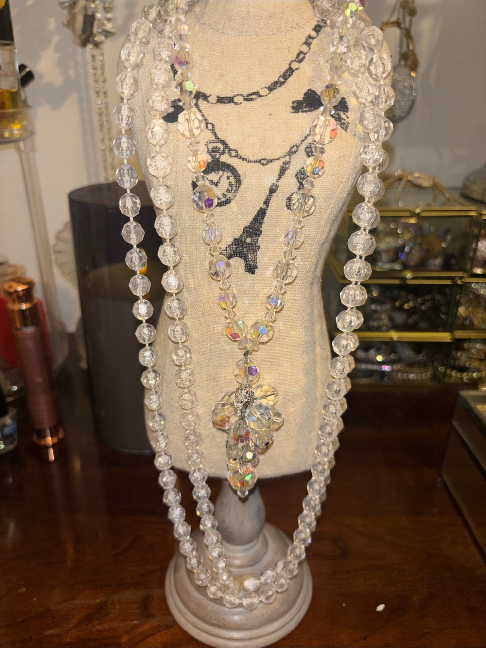 Crystal Bead Statement Necklaces - Clear